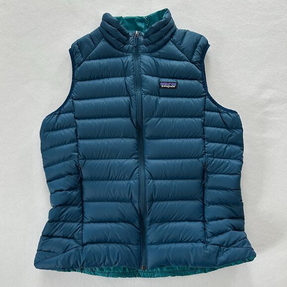 Patagonia Down Sweater Vest Blue Puffer Women Size XL - Picture 1 of 12